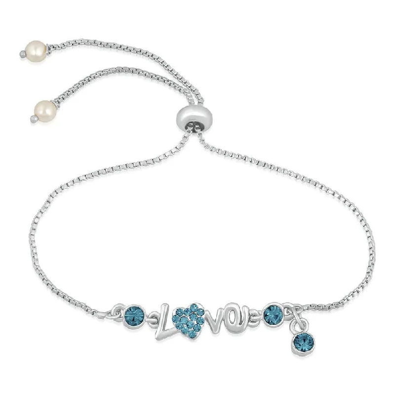 Your Dream Jewelry At Dream Prices – Shop Now Mahi Immense Love Aqua Blue Coloured Adjustable Crystal Bracelet