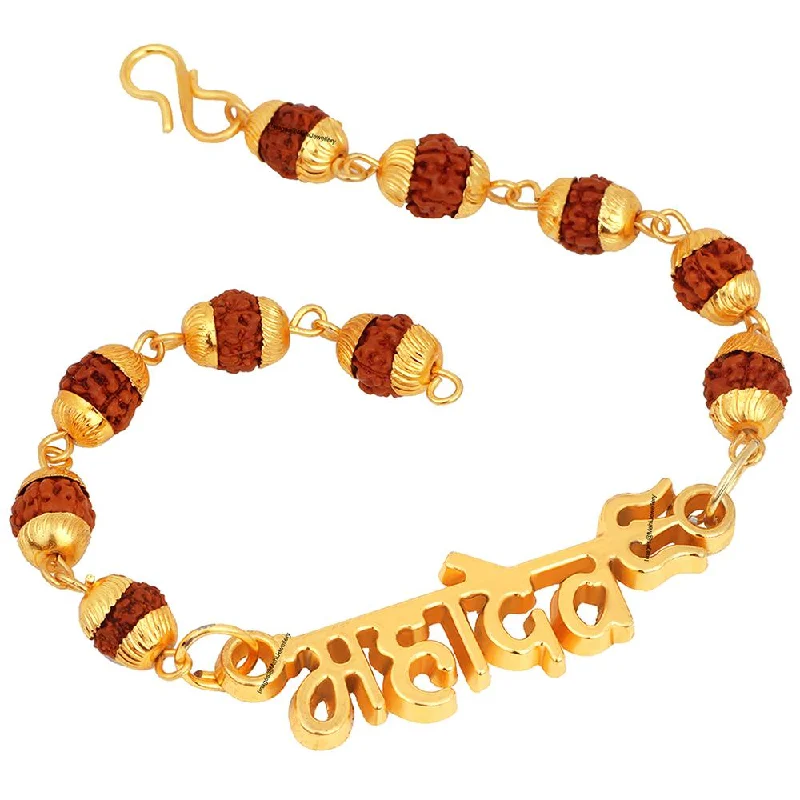 Exclusive Online Jewelry Sale – Don't Wait Mahi Lord Mahadev Trishul Religious Bracelet with Rudraksh for Men (BR1100419G)