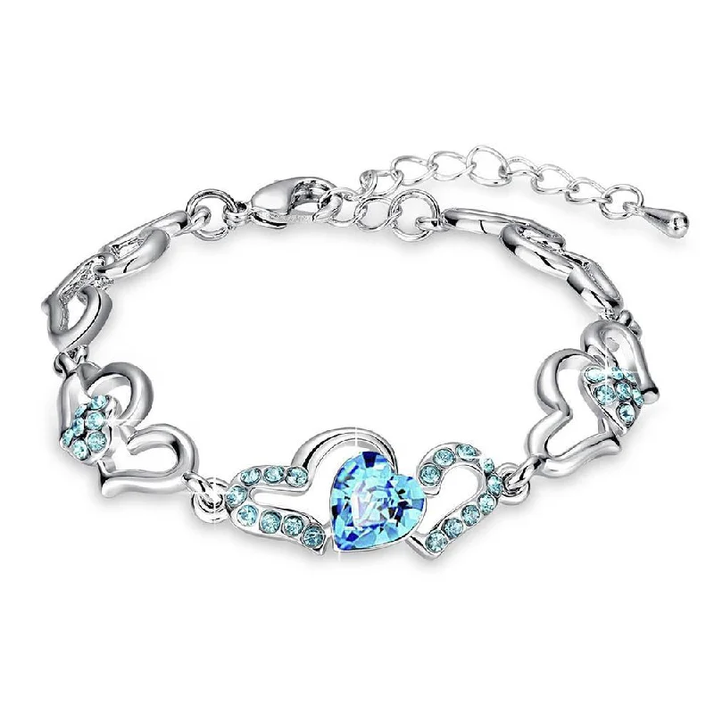 Shine In Style – Shop Jewelry Discounts Today Mahi Lovely Valentine Heart Link Bracelet with Glittering Crystal