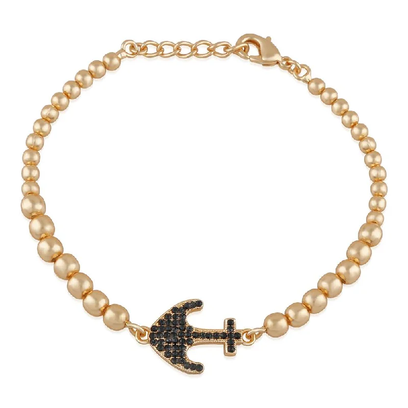 Sparkle For Less – Shop Our Limited-Time Jewelry Deals Mahi Magnificent Anchor Black Crystal Bracelet