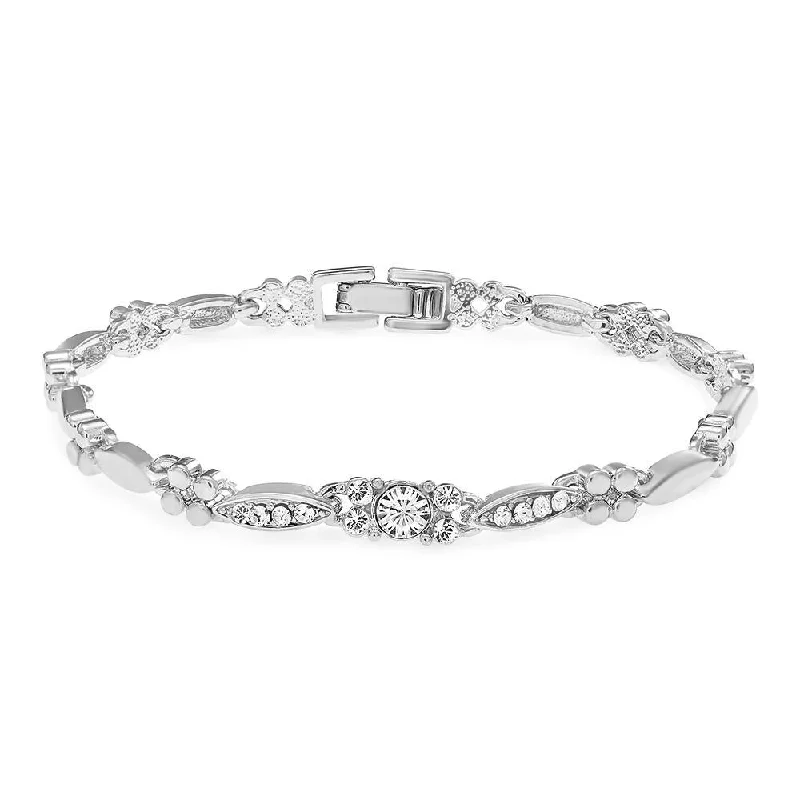 Personalized Engraved Jewelry For Meaningful Gifts Mahi Rhodium Plated Beautiful Bracelet With Crystals For Women