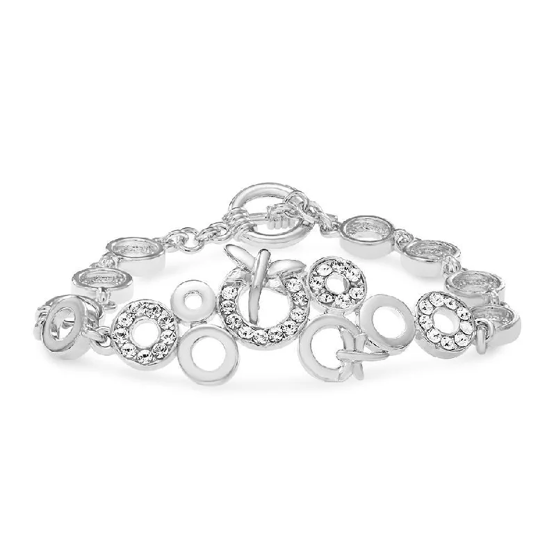 Must-Have Jewelry At Irresistible Discounts Mahi Rhodium Plated Captivating Bracelet With Crystals For Women