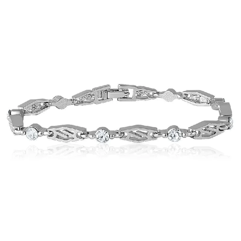 Affordable Glamour – Must-Have Jewelry At Special Rates Mahi Rhodium Plated Cheerful Glam Bracelet With Crystal For Women