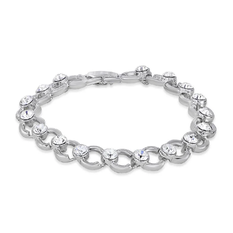 The Ultimate Jewelry Sale – Exclusive Styles At Great Prices Mahi Rhodium Plated Complete Class Bracelet With Crystals For Women