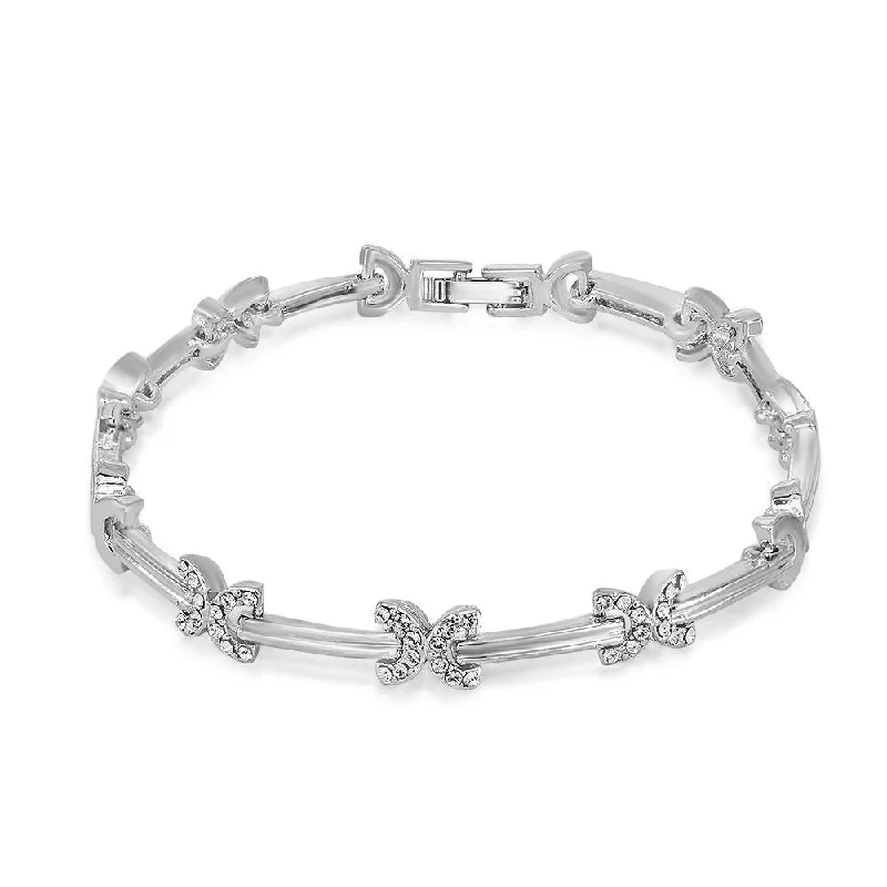 High-Quality Gemstone Jewelry For Special Occasions Mahi Rhodium Plated Enchanting Evening Bracelet With Crystals For Women