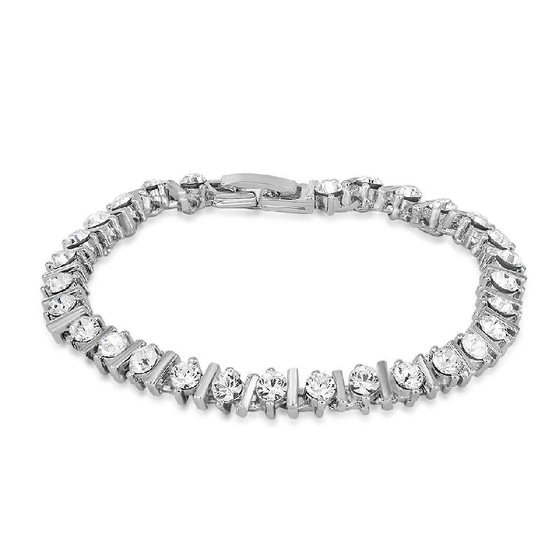 Jewelry Clearance Event – Last Chance For Stunning Deals Mahi Rhodium Plated Limelight Beauty Bracelet With Crystals For Women