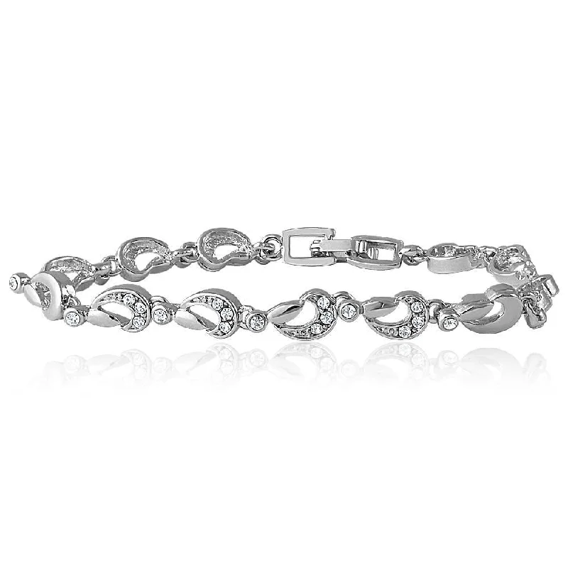 Versatile Layering Jewelry For Effortless Chic Mahi Rhodium Plated Paisley Bracelet With Crystals For Women