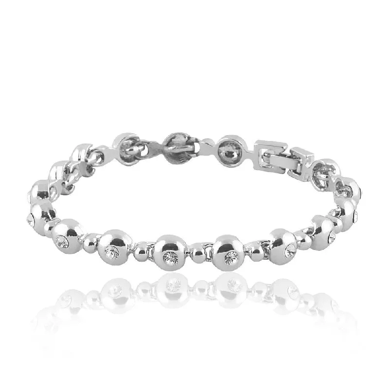 Elegant Rose Gold Jewelry For A Stylish Touch Mahi Rhodium Plated Round Balls Bracelet With Crystal For Women