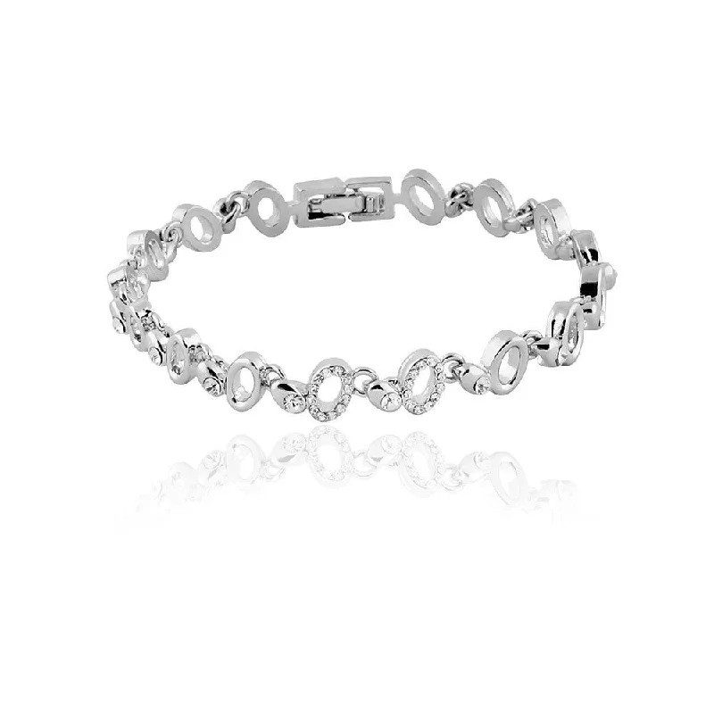 Romantic Heart-Shaped Jewelry For Special Gifts Mahi Rhodium Plated Shimmering Ellipse Bracelet With Crystal