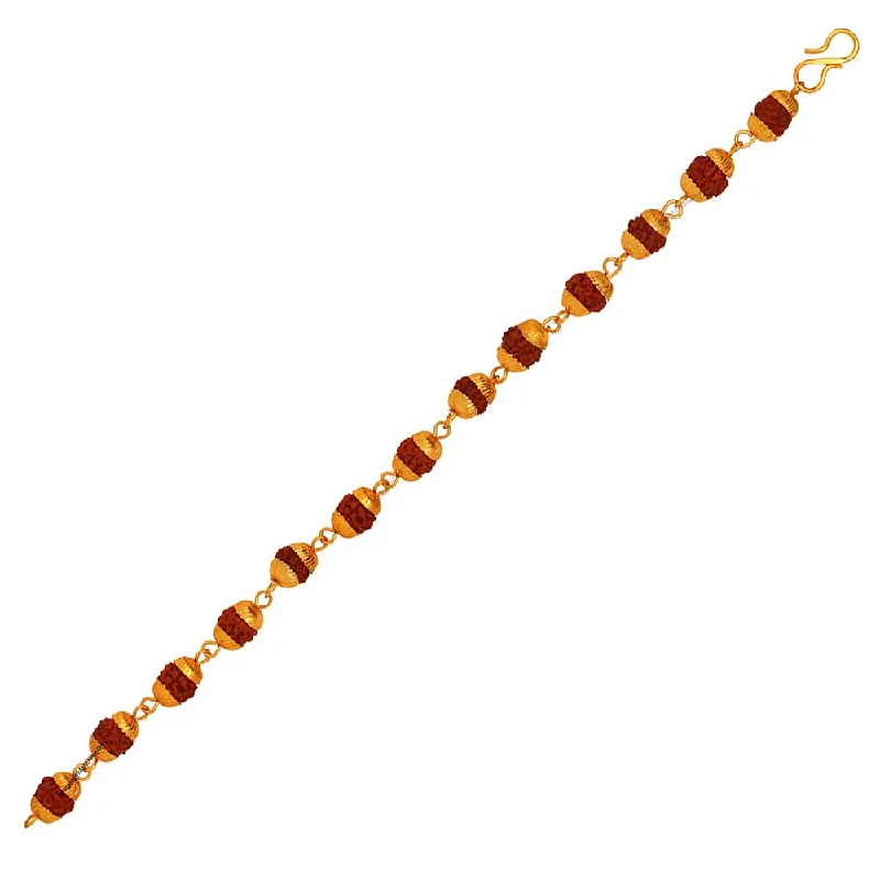 Don't Miss These Dazzling Jewelry Discounts Mahi Rudraksh Bracelet with Golden Cap for Men and Women (BR1100421G)