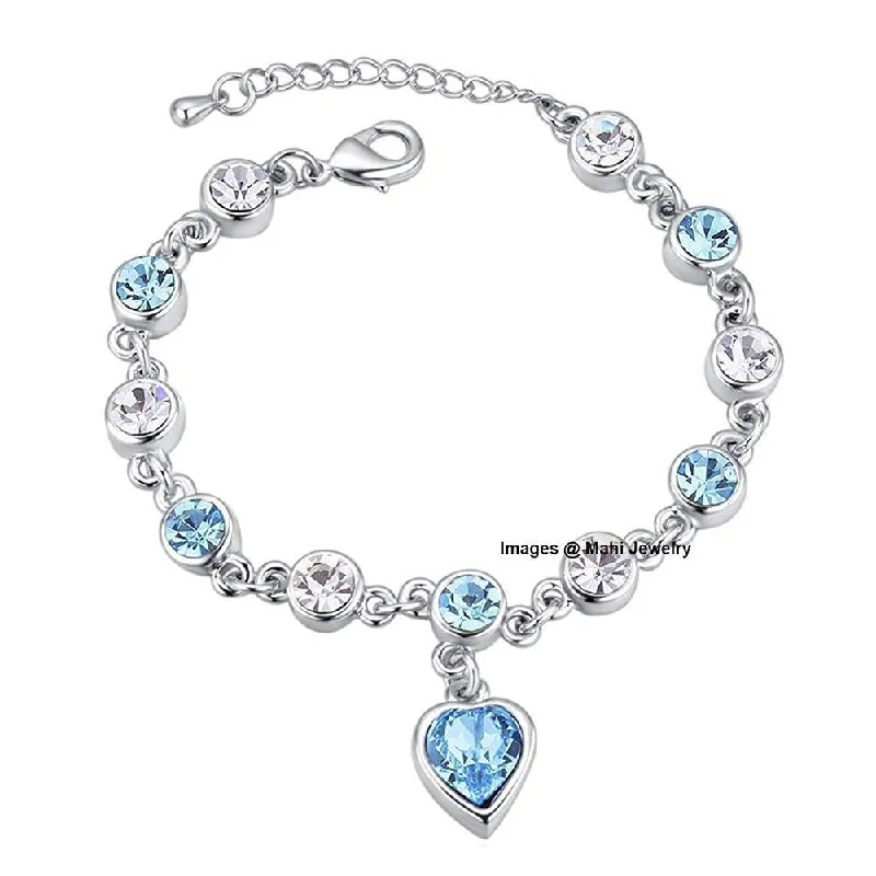 Dainty And Elegant Jewelry Now At Reduced Prices Mahi Valantines Gift Blue Heart Crystal Bracelet