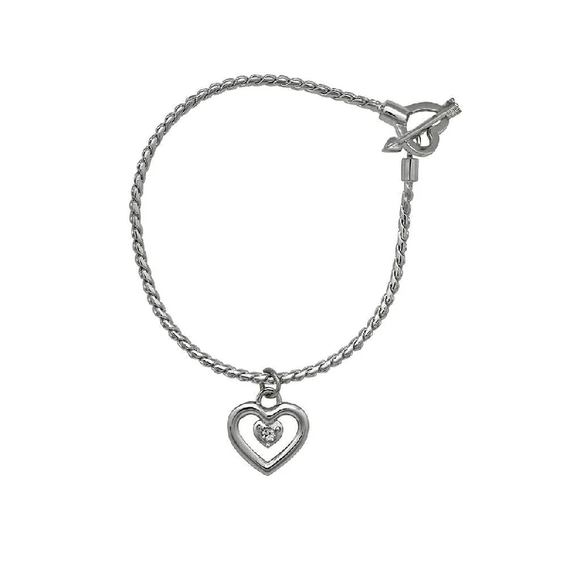 Exclusive Online Discounts On Stylish Jewelry Mahi Valentine Crystal White Heart Rhodium Plated Bracelet For Women