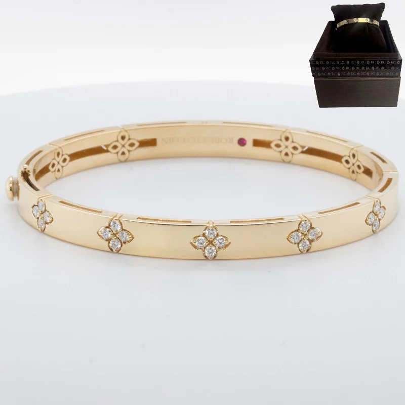 Your Perfect Accessory At The Perfect Price Roberto Coin 18k Yellow Gold Diamond Love In Verona Bangle Bracelet Size 6.75"