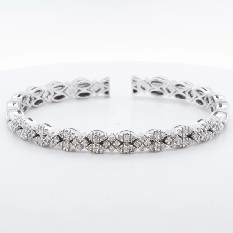 Elegant Jewelry, Exclusive Prices – Shop Now Sonia Bitton Diamond Pave Spring Cuff 14k White Gold Bracelet 1.00ctw H SI 7.25"