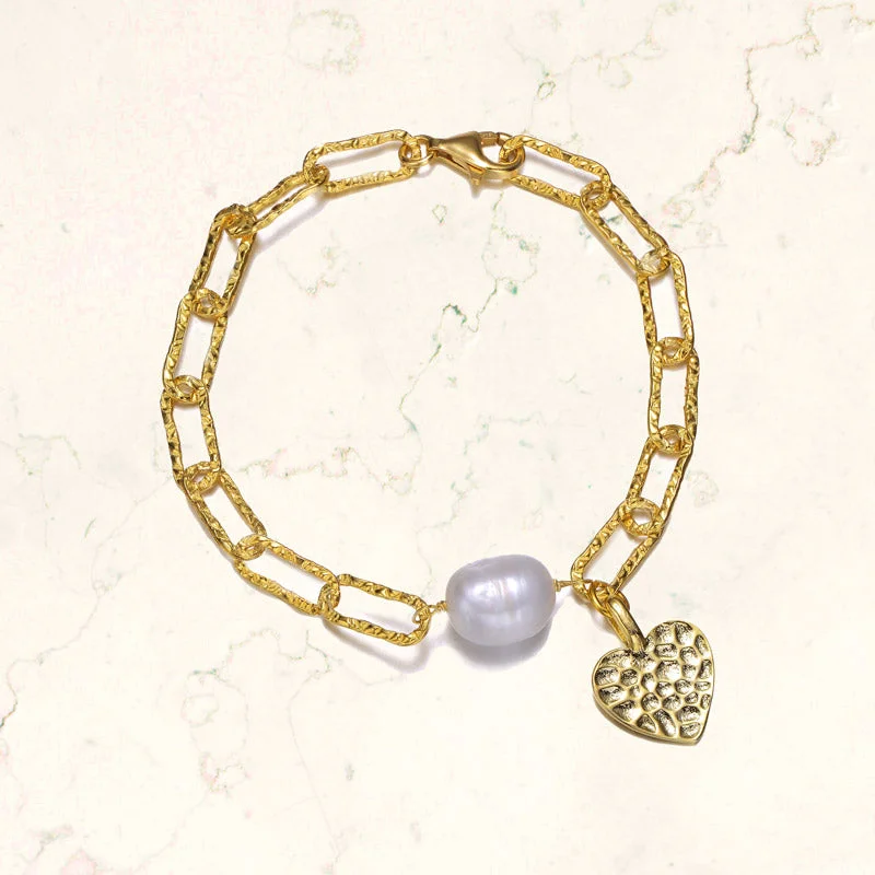 Shop Handcrafted Jewelry At Special Promotional Rates Brigitte Coeur Golden Chain Pearl Bracelet