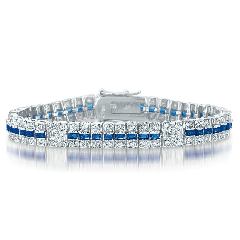 Flash Sale On Stunning Jewelry – Limited Stock Available Sterling Silver Clear and Colored Cubic Zirconia Stripe Bracelet