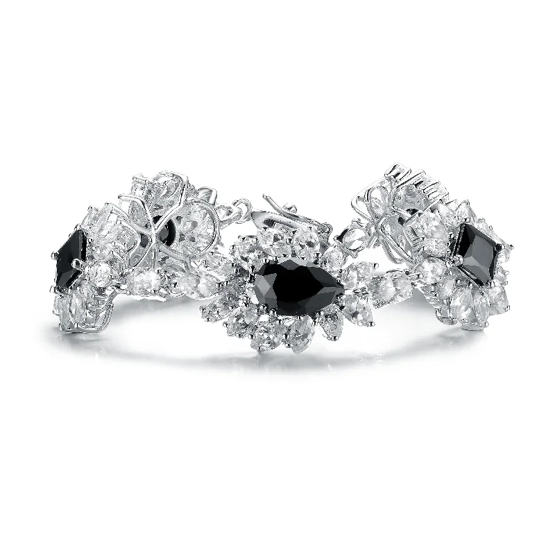 Elegant Designs, Unbeatable Discounts – Shop Jewelry Now Sterling Silver Cubic Zirconia Bracelet With Flower Motif