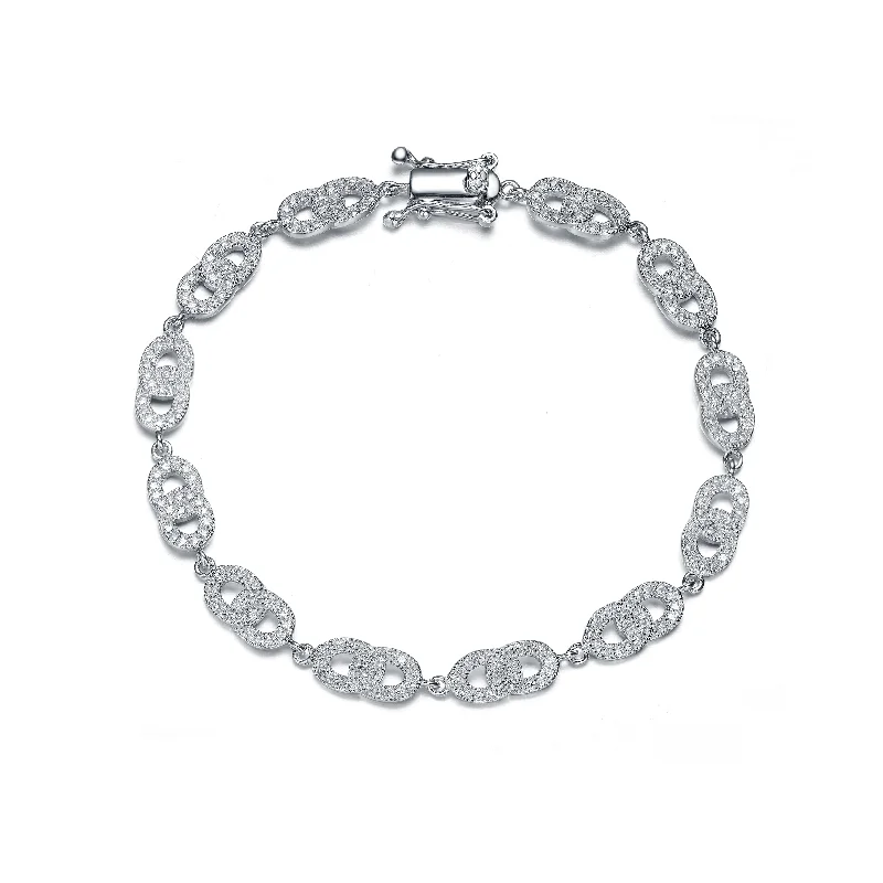 Grab Stylish Jewelry Before The Sale Ends Sterling Silver Cubic Zirconia Pave-set Bracelet