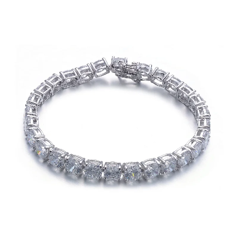 Discover Unique Jewelry With Special Limited-Time Offers Sterling Silver Cubic Zirconia Square Stud Bracelet