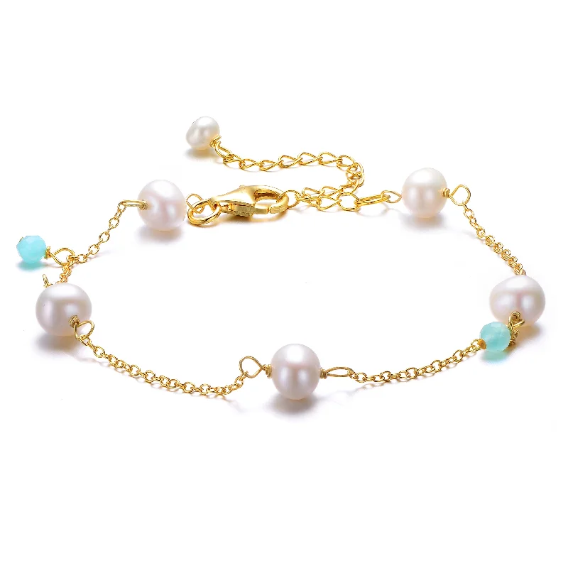 Unmissable Jewelry Sale – Shop Before It's Too Late Sterling Silver Gold Plated with Genuine Freshwater Pearl Bracelet