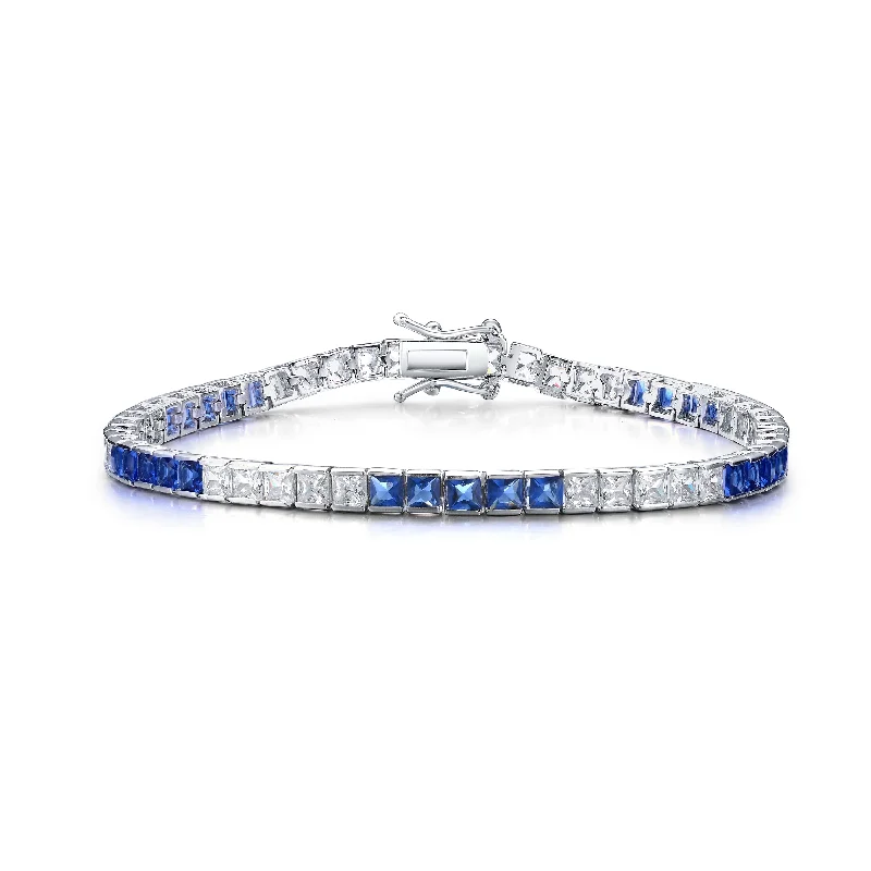 Shop Stylish Jewelry Now And Save Big Sterling Silver Sapphire Cubic Zirconia Tennis Bracelet