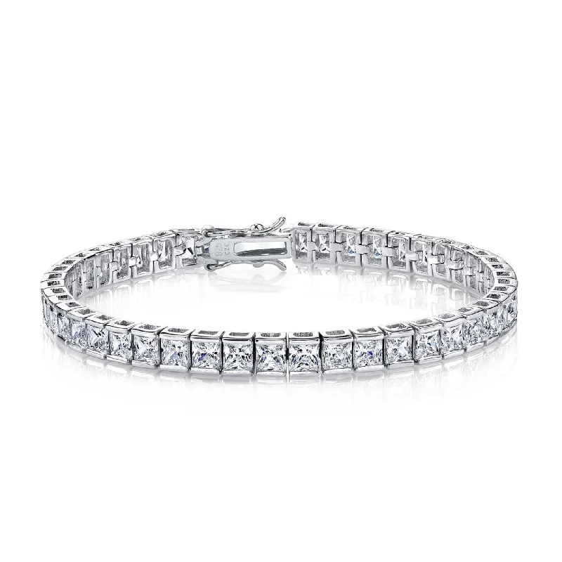 Your Dream Jewelry At Dream Prices – Shop Now Sterling Silver Square Cubic Zirconia Stylish Tennis Bracelet