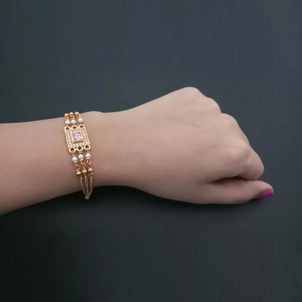 Fashion-Forward Jewelry At Incredible Prices Umiyaji Gold Plated Pink Austrian Stone Bracelet