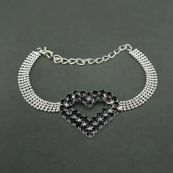 Shop Dazzling Jewelry At The Best Prices Urthn Black Austrian Stone Heart Shaped Silver Plated Bracelet