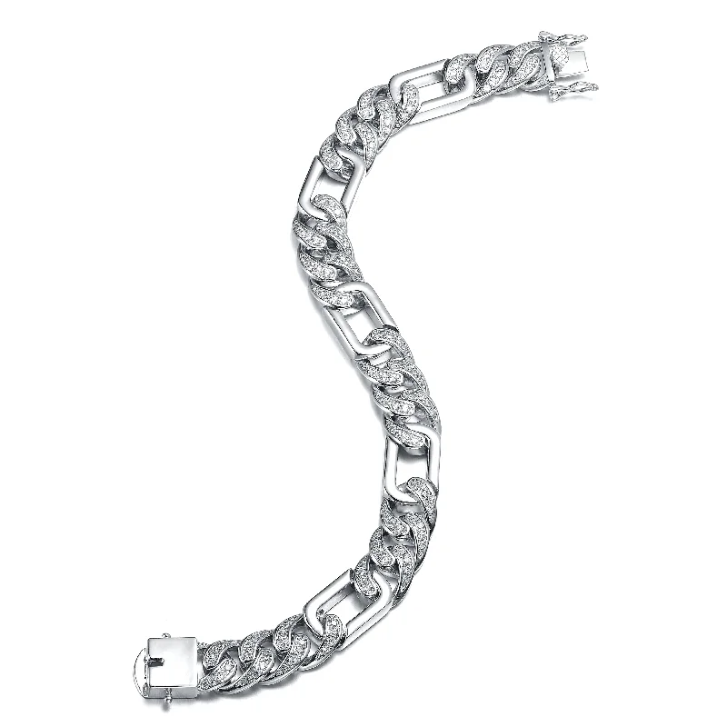 Fashion-Forward Jewelry At Incredible Prices Belleville Chunky Triple Chain Silver CZ Statement Bracelet