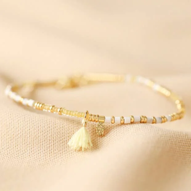 Huge Savings On Premium Jewelry Styles Beaded Bracelet: Gold & White