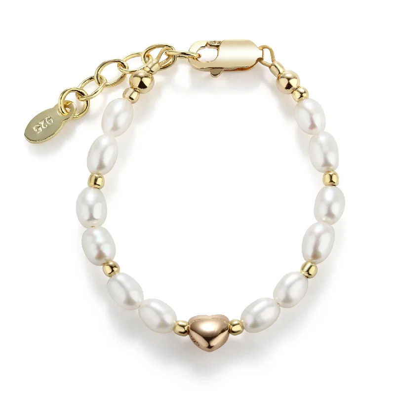 Breathtaking Jewelry At Limited-Time Savings 14K Gold-Plated Pearl Heart Bracelet for Babies or Kids