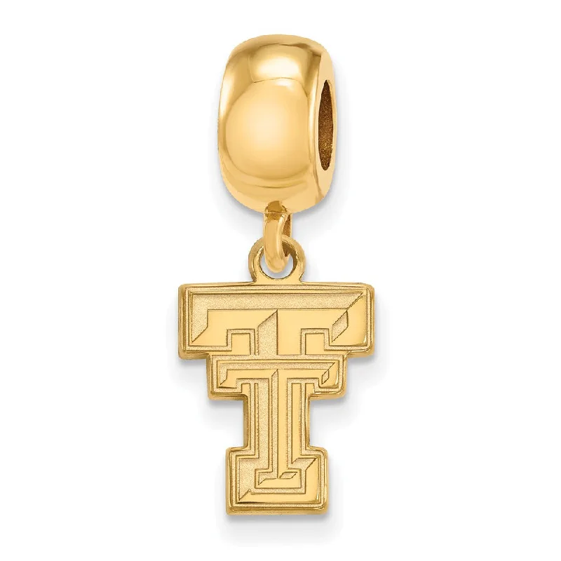 14k Gold Plated Silver Texas Tech University Sm Dangle Bead Charm