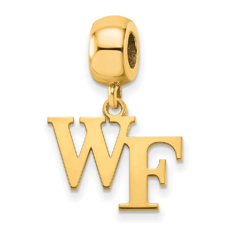 14k Gold Plated Silver Wake Forest University Small Dangle Bead Charm