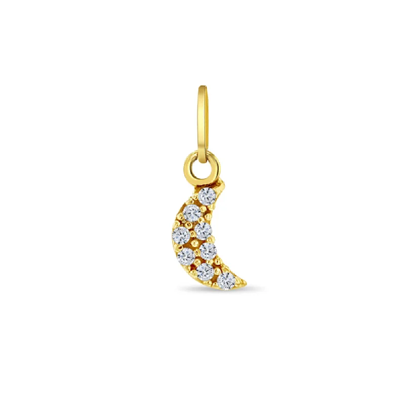 14k Gold Tiny CZ Encrusted Moon Kids / Children's / Girls for Charm Bracelet