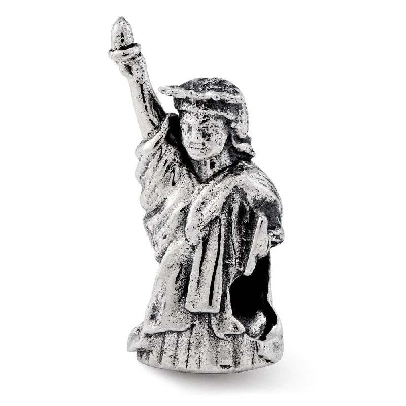 3D Statue of Liberty Bead Charm in Antiqued Sterling Silver