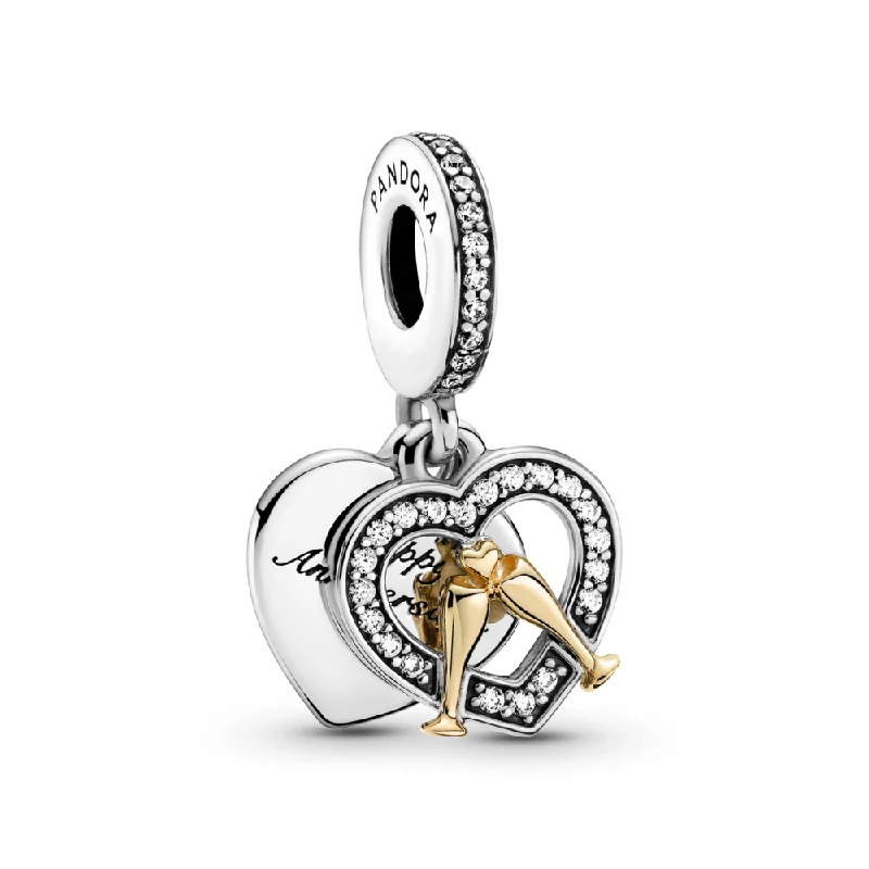 Two-tone Happy Anniversary Dangle Charm