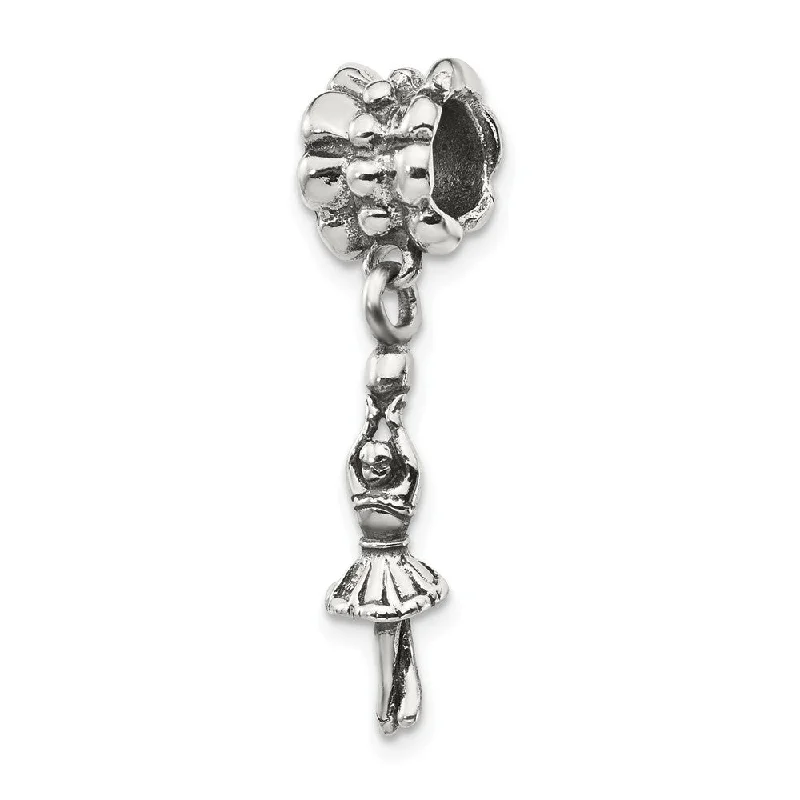 Sterling Silver Ballerina Dangle Bead Charm