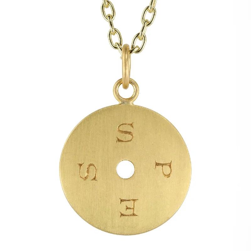 20K Gold Large Open Disc Pendant with "Opes/Spes" Engraving