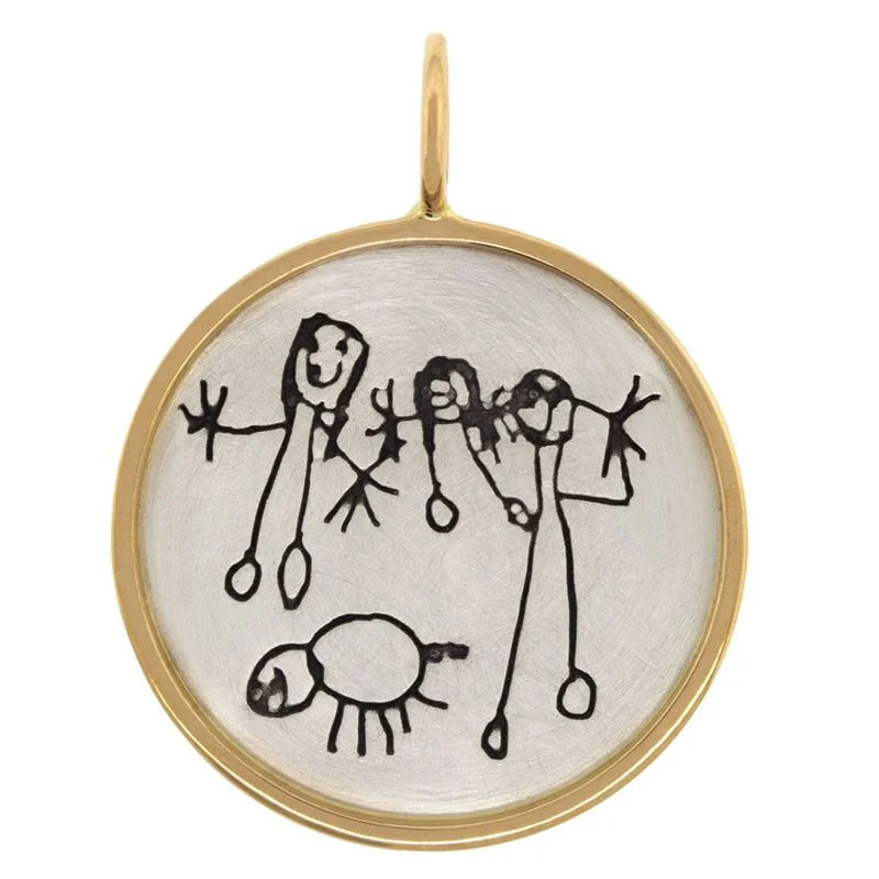 Child's Drawing Round Charm