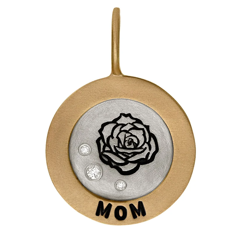 Rose Mom Round Charm