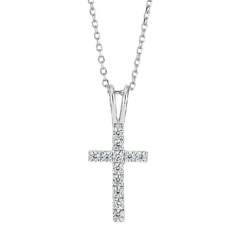 Cross pendant in 10 carat white gold