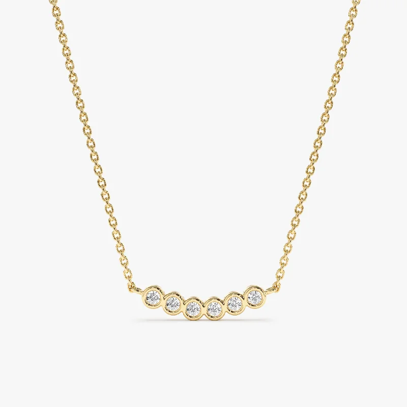 Curved Bubble Bar Diamond Necklace, Camila