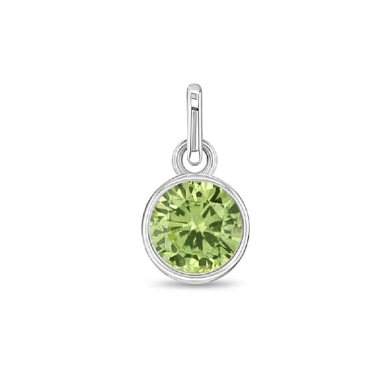 CZ Birthstone Charm August – Peridot Kids / Children's / Girls for Charm Bracelet - Sterling Silver