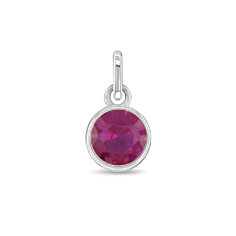 CZ Birthstone Charm July – Ruby Kids / Children's / Girls for Charm Bracelet - Sterling Silver