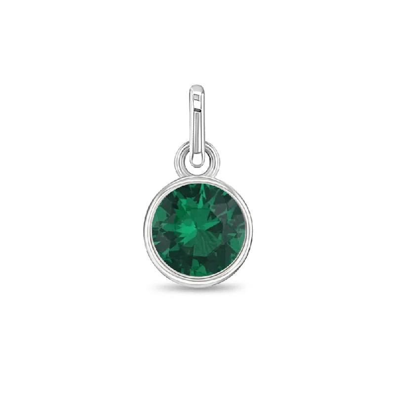 CZ Birthstone Charm May – Emerald Kids / Children's / Girls for Charm Bracelet - Sterling Silver