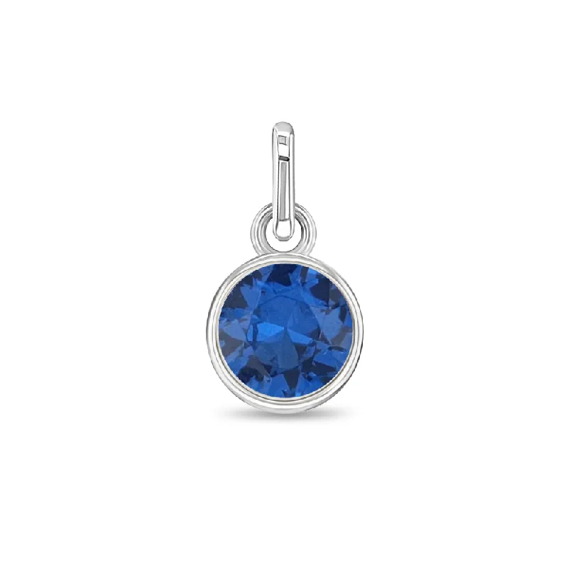 CZ Birthstone Charm September – Sapphire Kids / Children's / Girls for Charm Bracelet - Sterling Silver