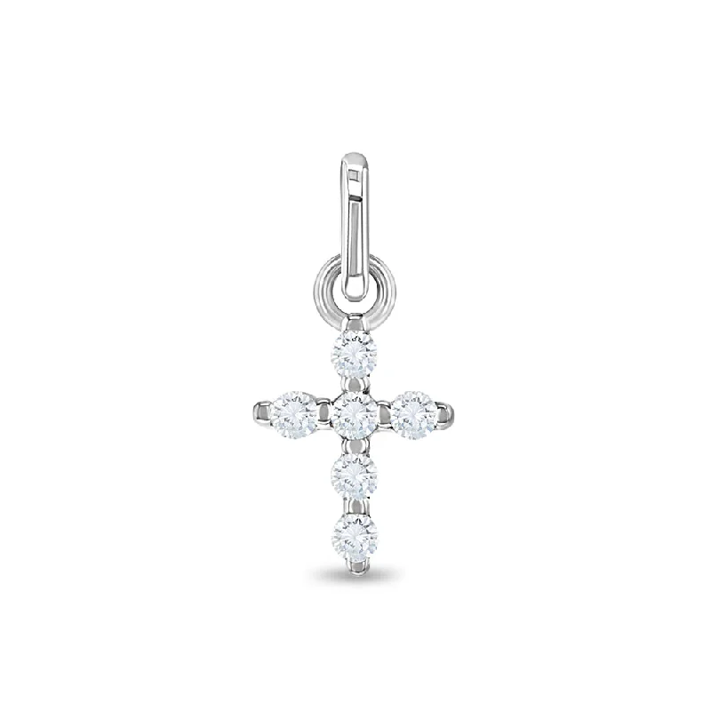 CZ Cross Charm Kids / Children's / Girls for Charm Bracelet - Sterling Silver