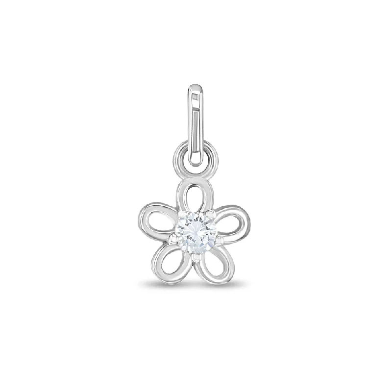 CZ Open Flower Charm Kids / Children's / Girls for Charm Bracelet - Sterling Silver