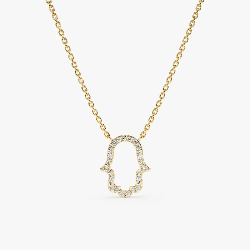 Diamond Hamsa Cutout Necklace, Bina