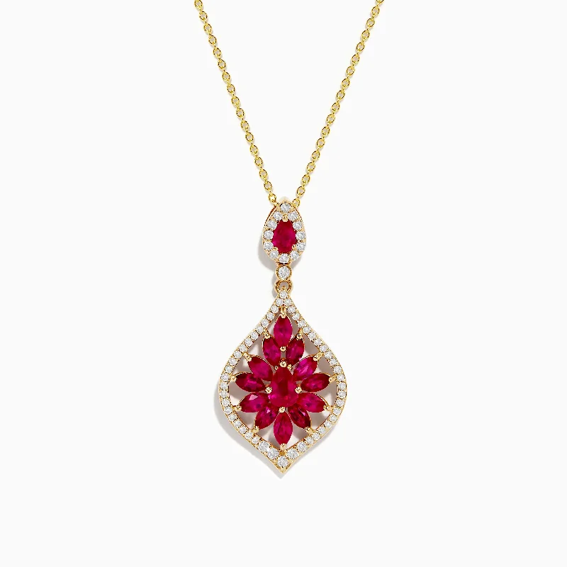 Ruby Royale 14K Yellow Gold Ruby and Diamond Pendant